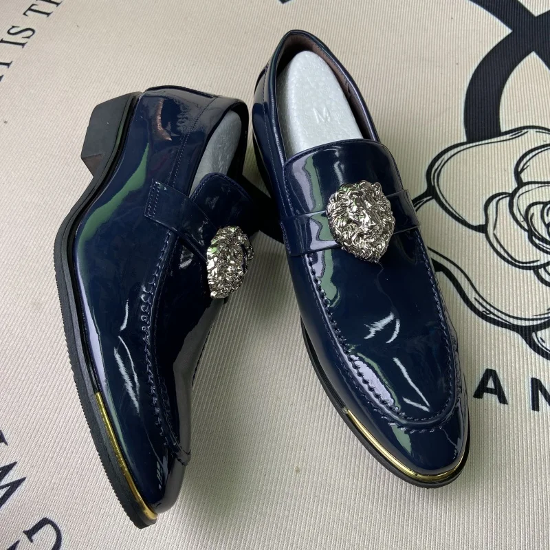 

NLSCGZM lion head original brands loafers shoes for man luxury eleganti pointed toe man formal shoes Coiffeur loafers dressing