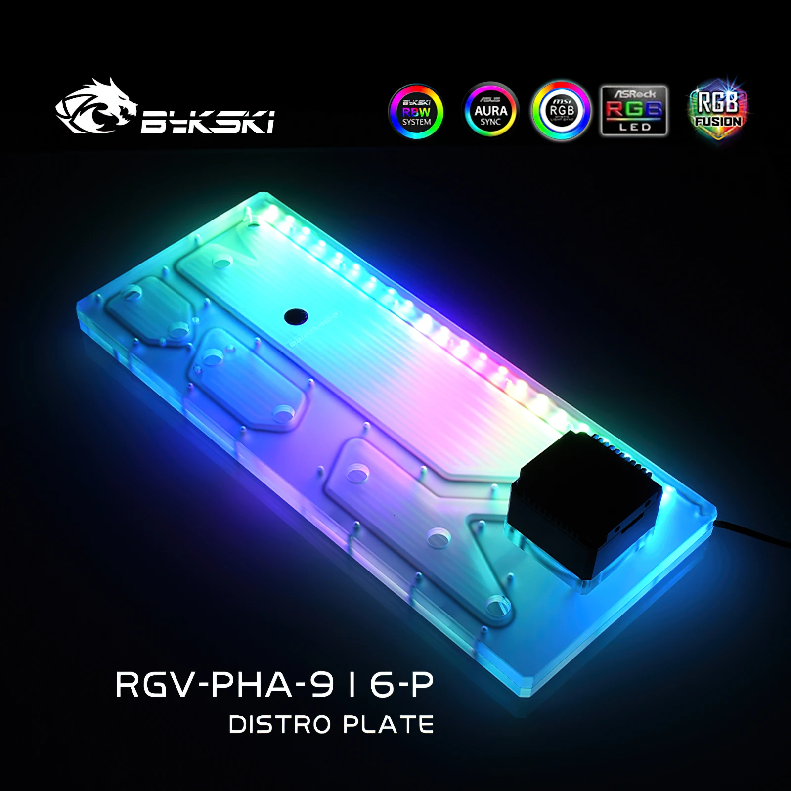 Bykski RGB Nước Làm Mát Distro Đĩa Hồ Chứa Nước Cho Tản Nhiệt Phanteks 916 Khung Xe Ốp Lưng RGV-PHA-916-P