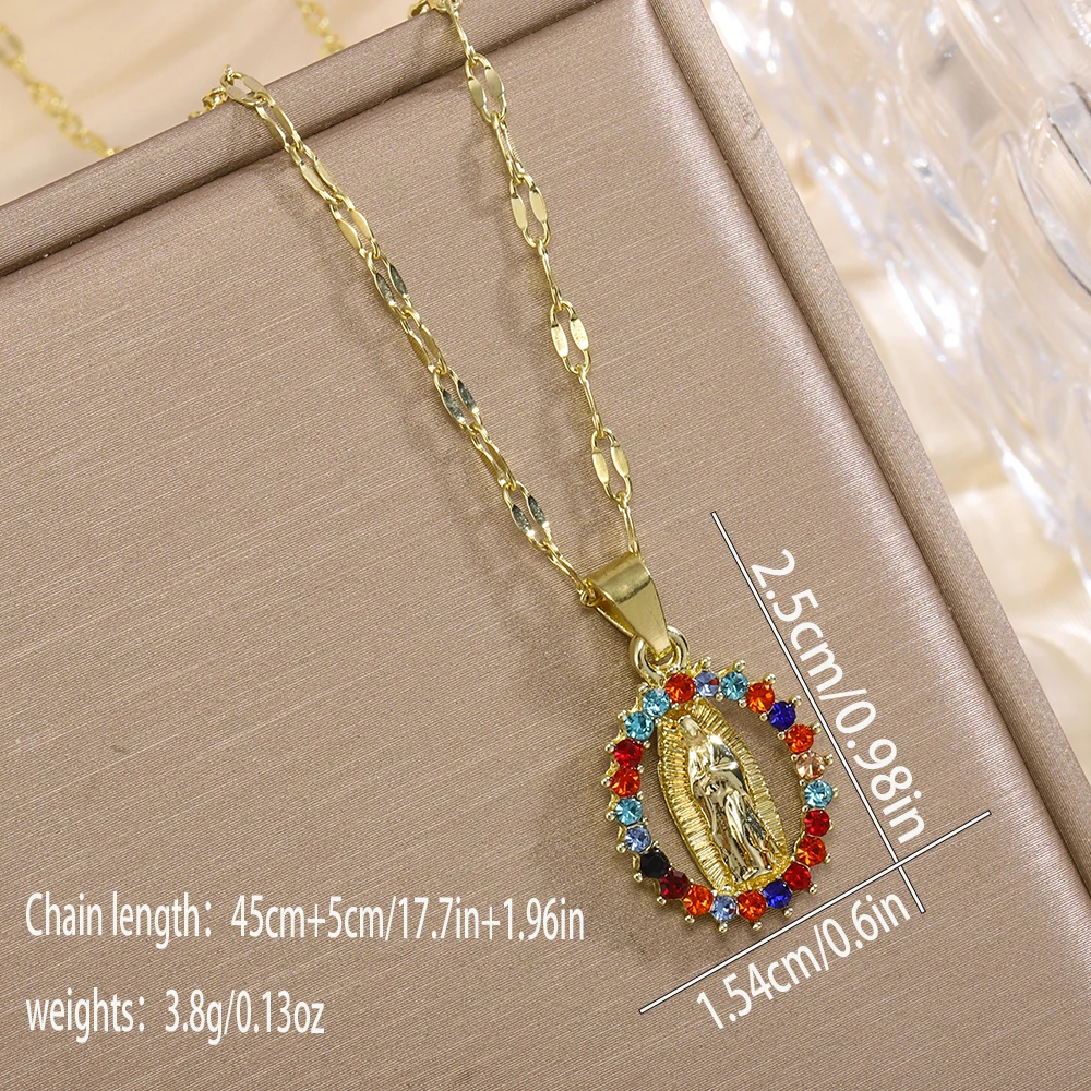 الأزياء الأوروبية والأمريكية اللون زركونيا المرأة قلادة بسيطة وأنيقة مريم العذراء قلادة قلادة #2