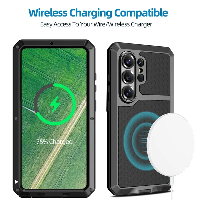 

Case For Samsung S26 Ultra S25 S24 S23 Ultra Plus Heavy Duty Protection Armor Metal Phone Cover Capa Coque Fundas