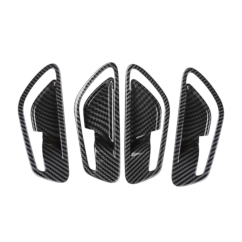 For Hyundai Santa Cruz 2022+ Carbon Fiber Interior Mouldings Inner Door Handle Bowl Panel Decoration Cover Trim 4Pcs