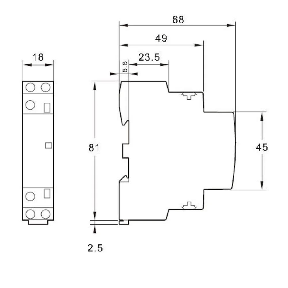 قواطع بلاستيكية منزلية AC230V 2P 16A 2NO جهد عمل معدل Ue 250V IP40 مثبت في صندوق التوزيع