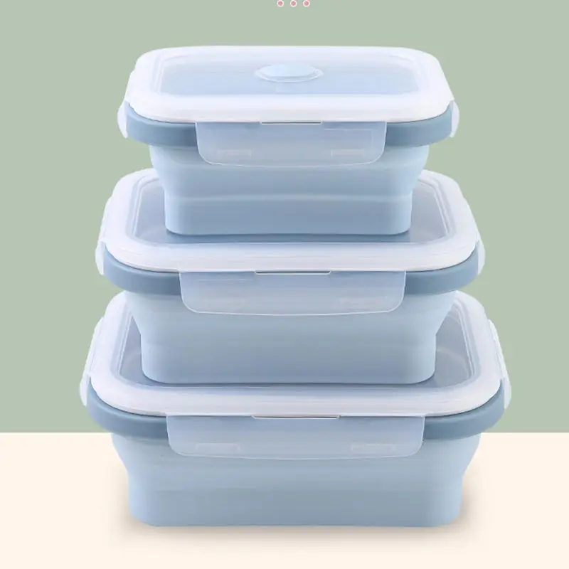 

Складная силиконовая коробка для пищевых продуктов Bento, портативные контейнеры Bento, коробка для завтрака в микроволновой печи, домашняя кухня, миска для пикника на открытом воздухе, набор из 3 предметов