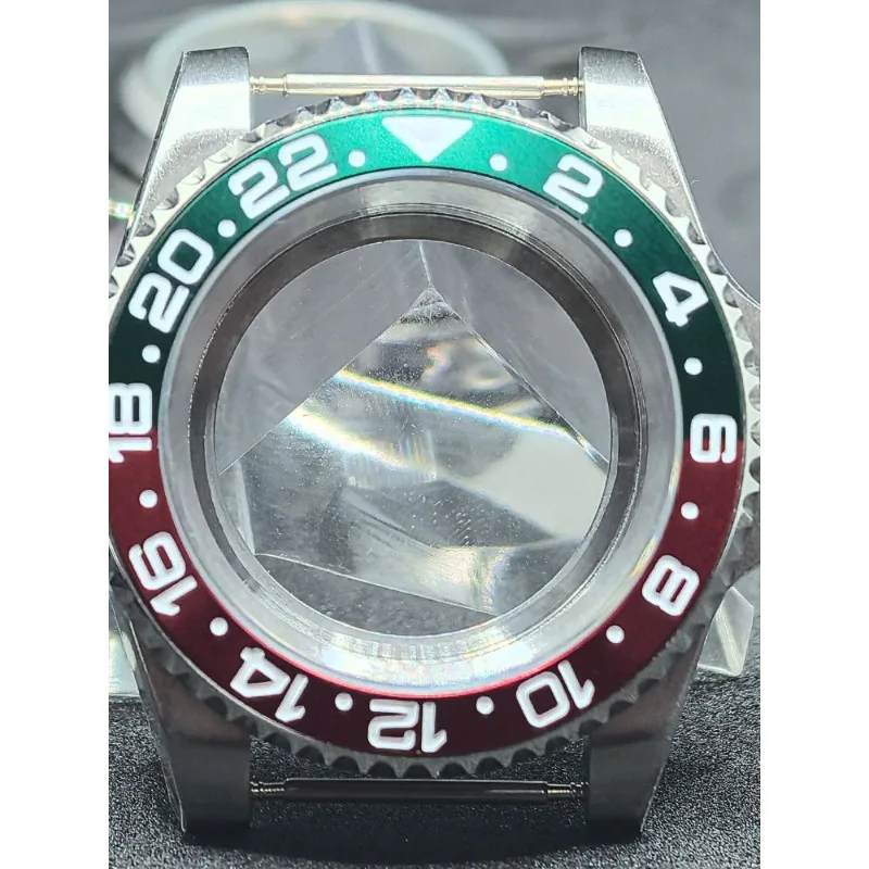 Stainless steel see-through flat mirror for GMT ring case 40mm for NH35/NH36 movement modification accessories