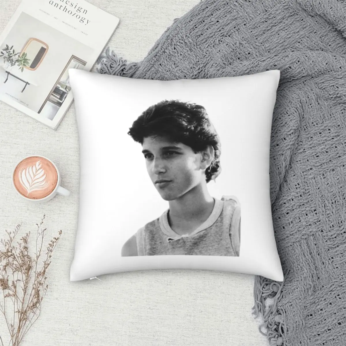 Ralph Macchio Black And White Square Pillowcase Polyester Linen Velvet Printed Zip Decor Throw Pillow Case Room Cushion Cover