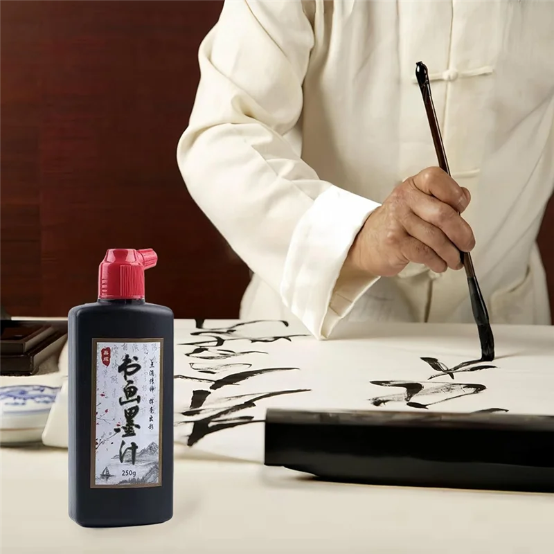 

12Pcs Chinese Calligraphy Brushes Set, 250 ML Calligraphy And Sumi Liquid Ink,Versatile Chinese Brush Ink