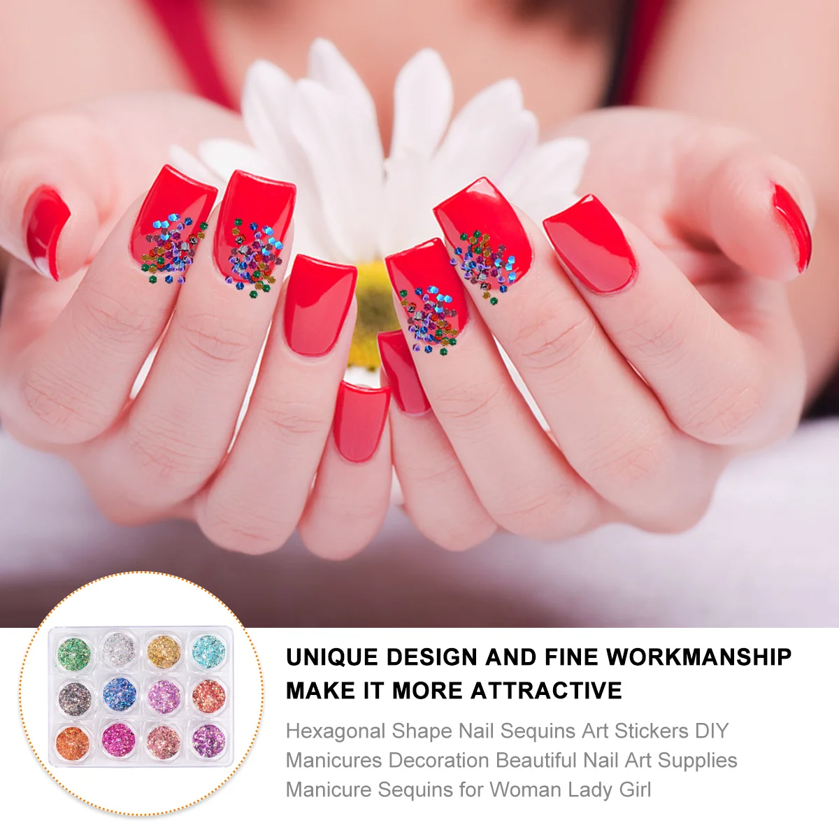 

12Pcs Shimmer Flakes Kit Unique Design Nail Art Sequins DIY Manicures Decoration Fine Workmanship Accessories for Ladies Females