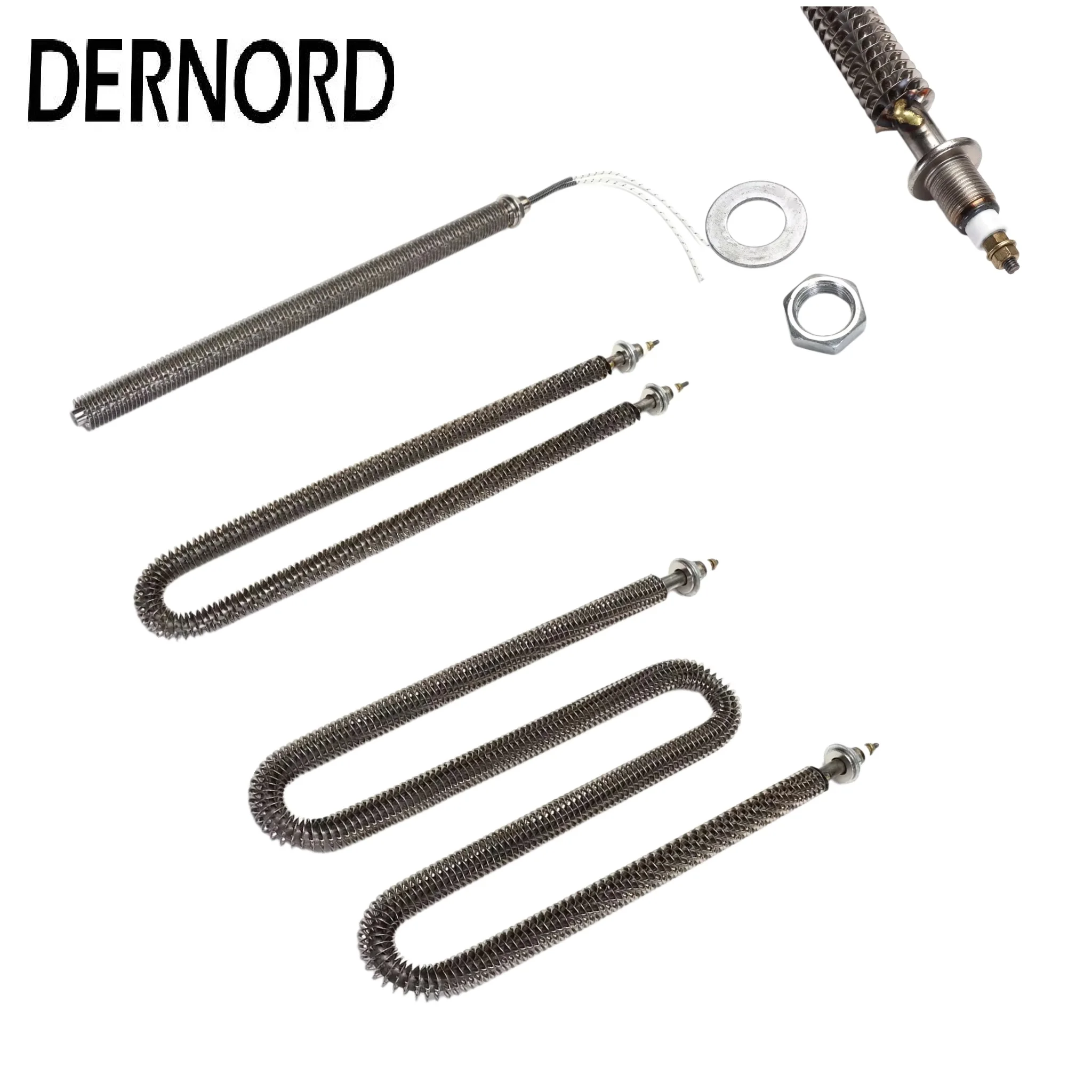 DERNORD M18 Finned Tubular Heater 220V Air Heating Element for Stove/Oven 1KW Stainless Steel 304