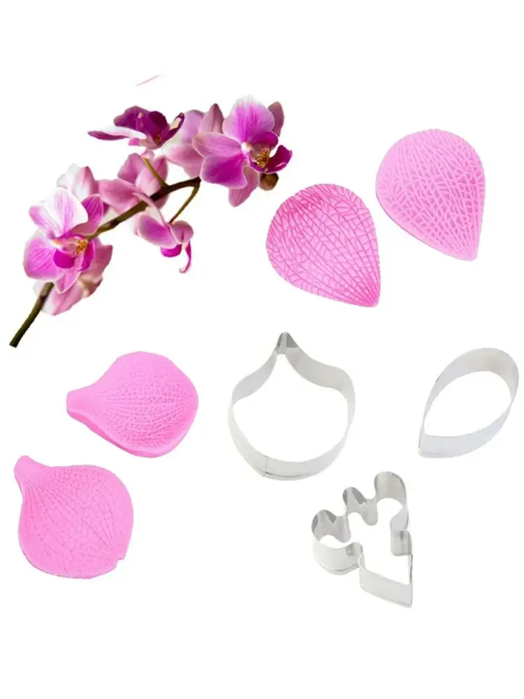 Orchidea Phalaenopsis płatek kwiatu Veiner i nóż formy silikonowe kremówka formy narzędzie do dekoracji ciast narzędzia czekoladowa Gumpaste, SugarCS150 — zdjęcie 2