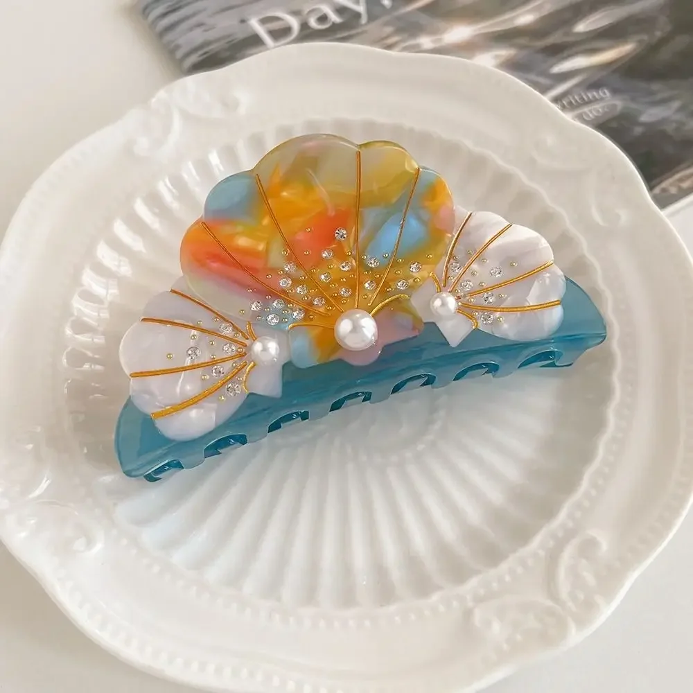 

Elegant Ocean Series Hair Claw Korean Style Acetic Acid Shell Hair Claw Beach Headwear Hair Accessories Geometry Shark Clip