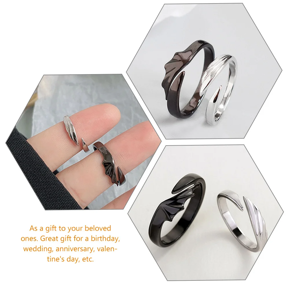 4Pcs Devil Rings Matching Couple Jewelry Adjustable Open Rings Fashionable Unique Lustrous Appearance for Men Women Lover