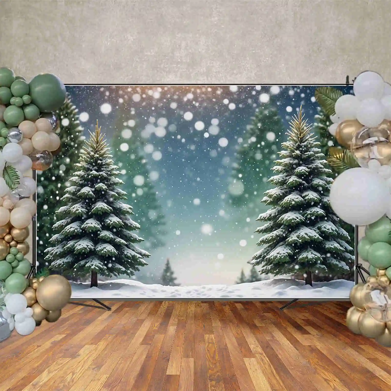 Bulan. QG latar belakang pohon hutan pinus Natal latar belakang musim dingin salju luar ruangan anak latar belakang perlengkapan foto dekorasi pesta kustom