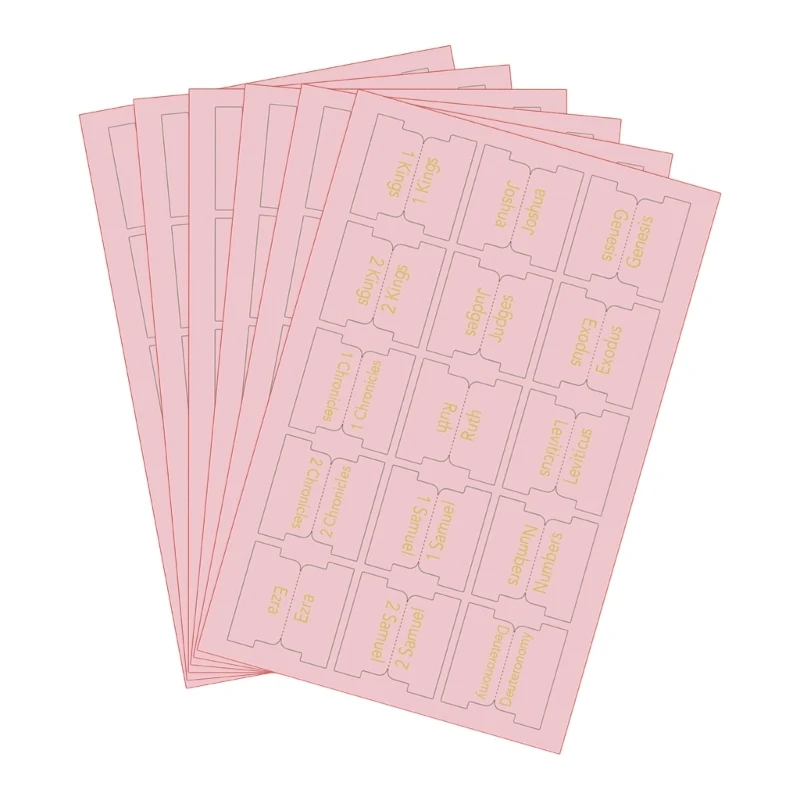 

6 Sheets Pink Bible Index Tabs Laminated Bible Labels Decorative Bible Tabs Bible Study Supplies Easy to Read for Women