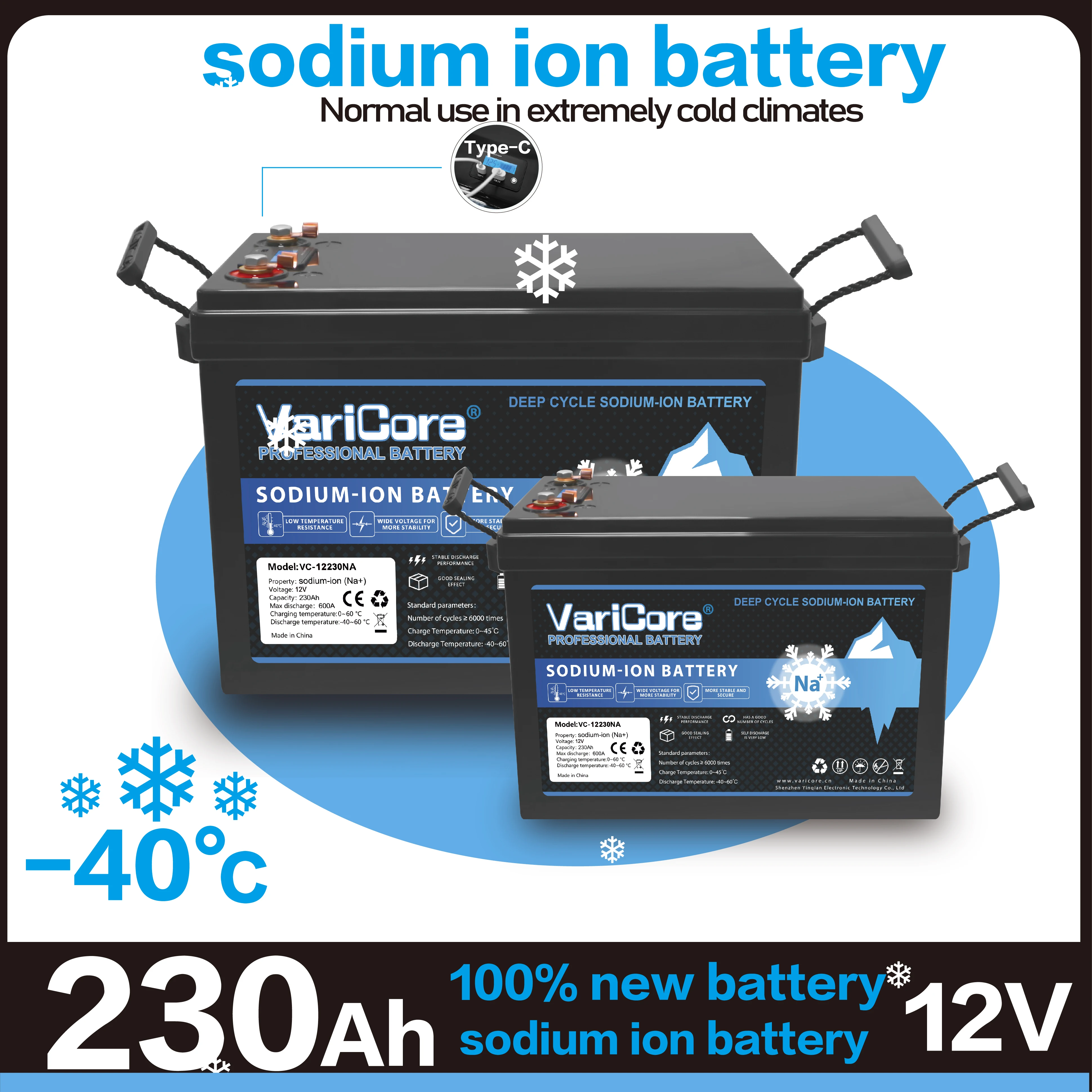 

Grade A quality-Sodium Ion Battery (Solar) 230Ah/12V/Low Temperature Battery/Large Capacity/Home Energy Storage/Camping Battery