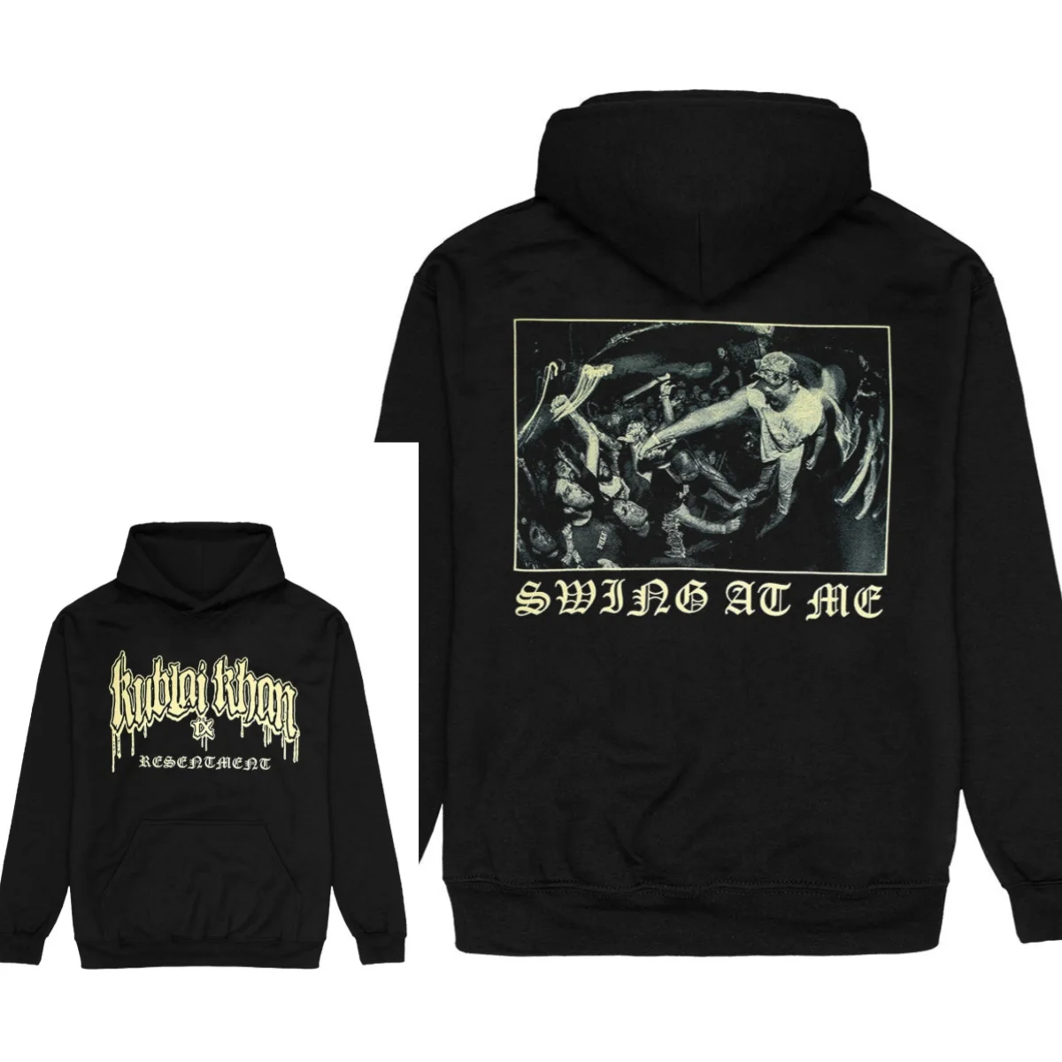 Hot Kublai Khan Band Print Hoodie Retro Style Hoodie Men and Women Can Wear Autumn and Winter Hoodie