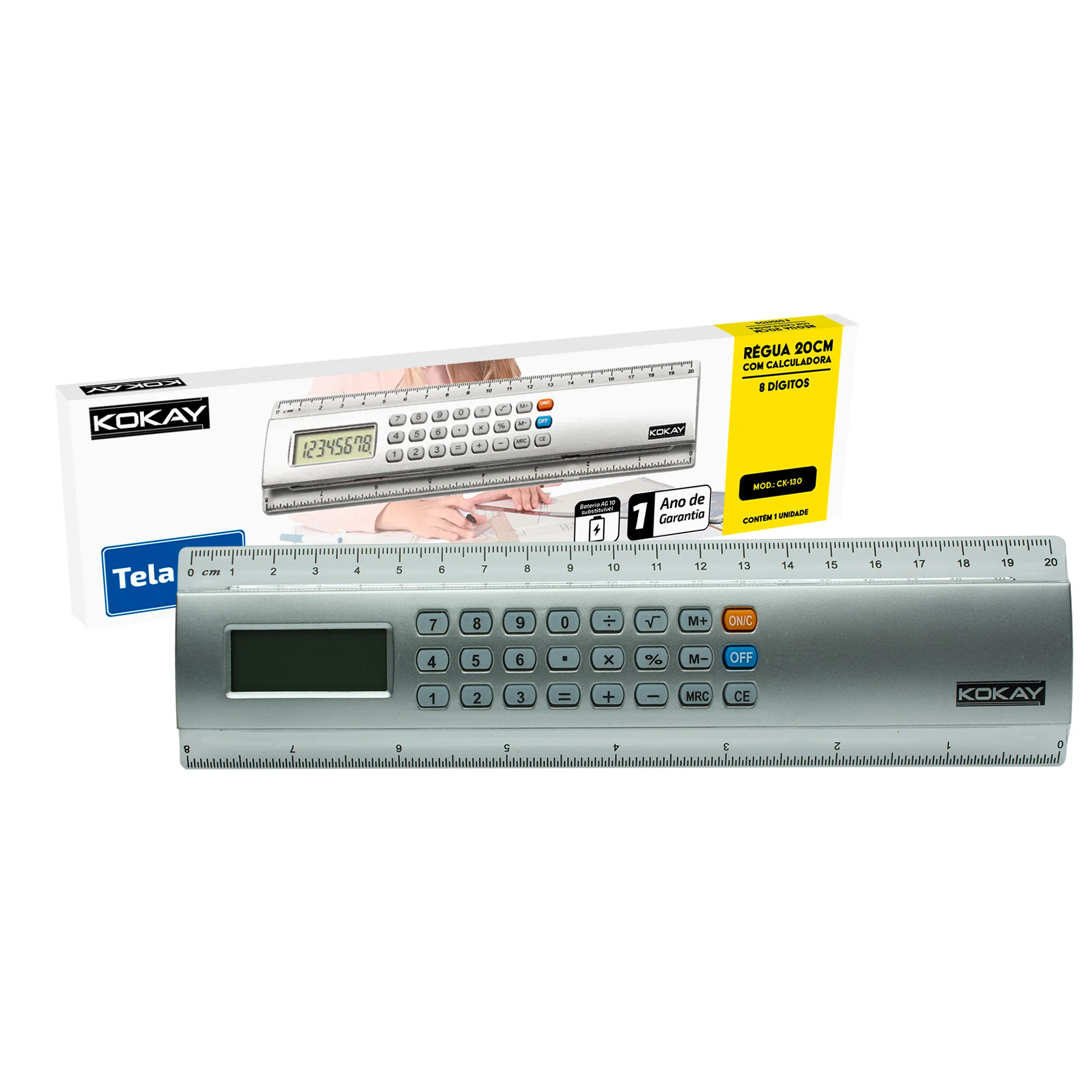 20cm Calculator Ruler C/ 8 Digits-School Office