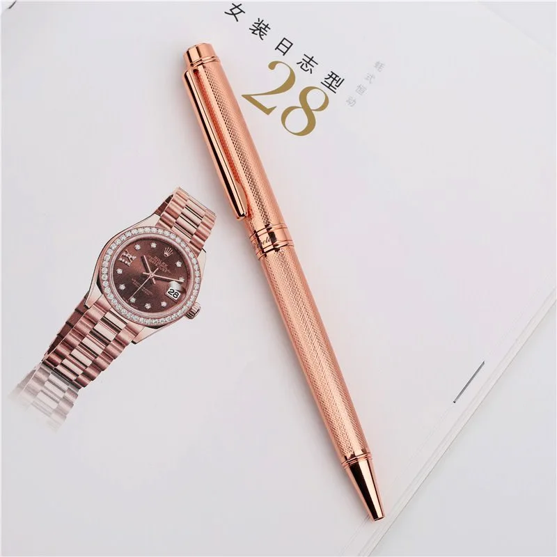 

Rose Gold Engraved Gel Pen Universal G2 Black 0.5mm Refill Ballpoint Pen Office Supplies School Student Cute Stationery Writing