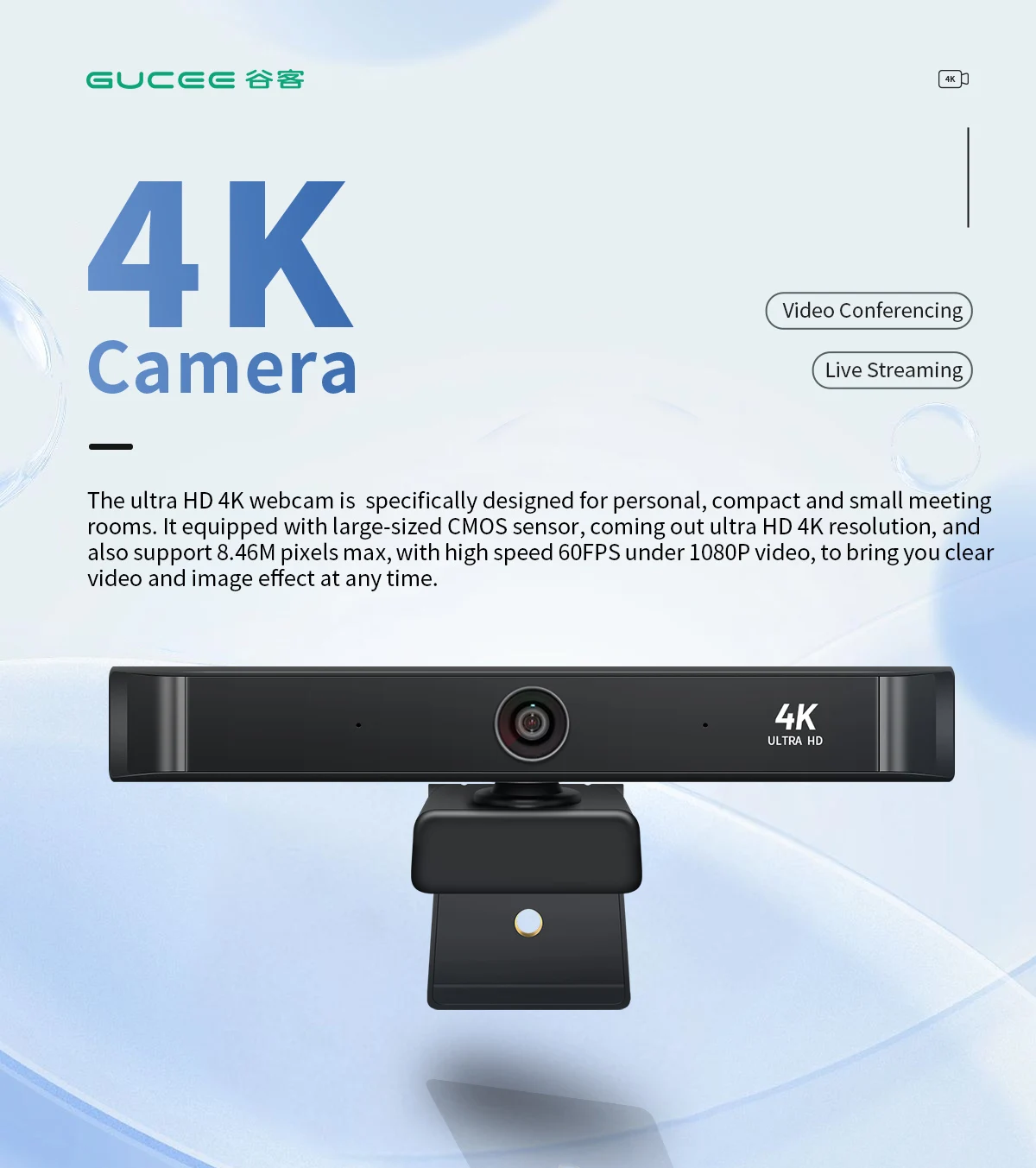 4K QHD 10X Zoom 135Degree Wide Angle USB Webcam For Online Boardcase Video Conference Teaching Camera Build-in MicrophoneWeb Cam