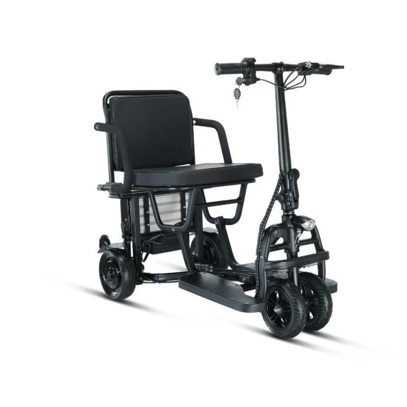 Elderly foldable electric scooter tricycle Elderly power leisure folding three wheels partial three wheels