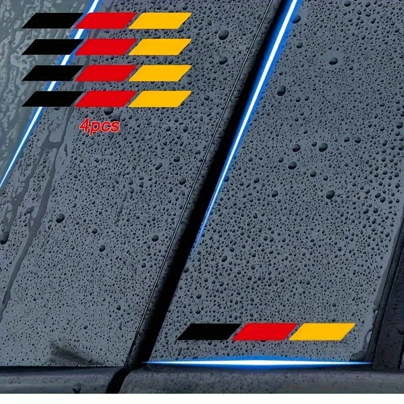 Adesivos de vinil com bandeira da Alemanha, 4 unidades, decalques patrióticos pretos, vermelhos e amarelos para decoração de capacete de motocicleta e