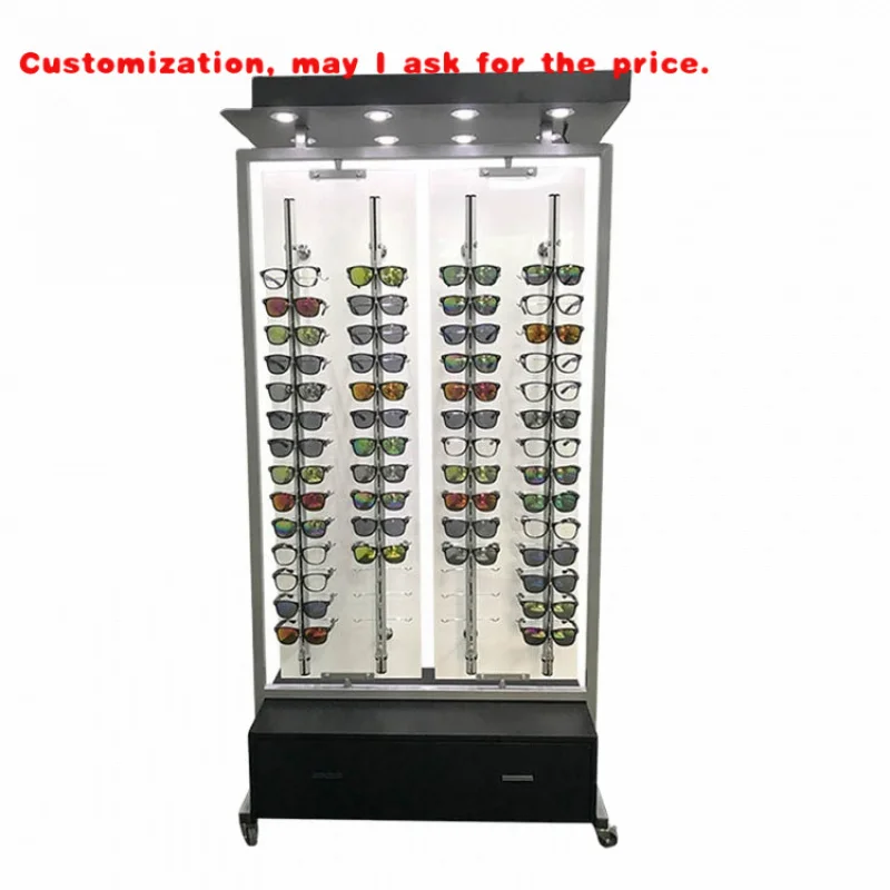 

custom.High Quality Customized LED Lighting Antitheft Display Racks 112 Pcs Sunglasses Display Cabinet New Design