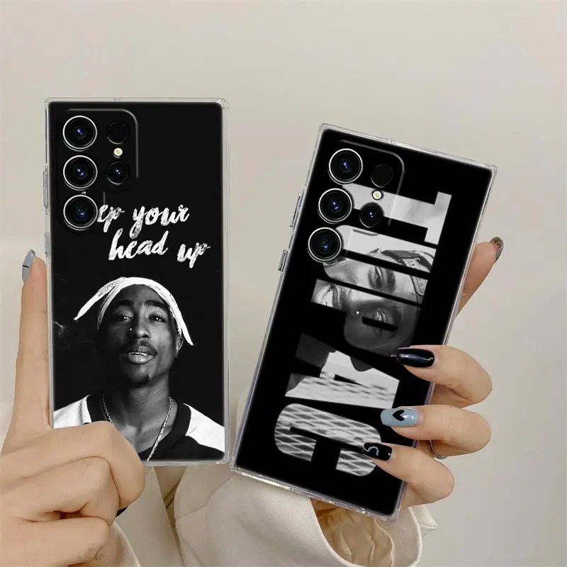 Gangsta Rapper 2pac Tupac Rap Phone Case For Samsung S24 S23 Ultra S22 S20 Plus S21 FE Clear Cover Galaxy S24Ultra S235G Fundas