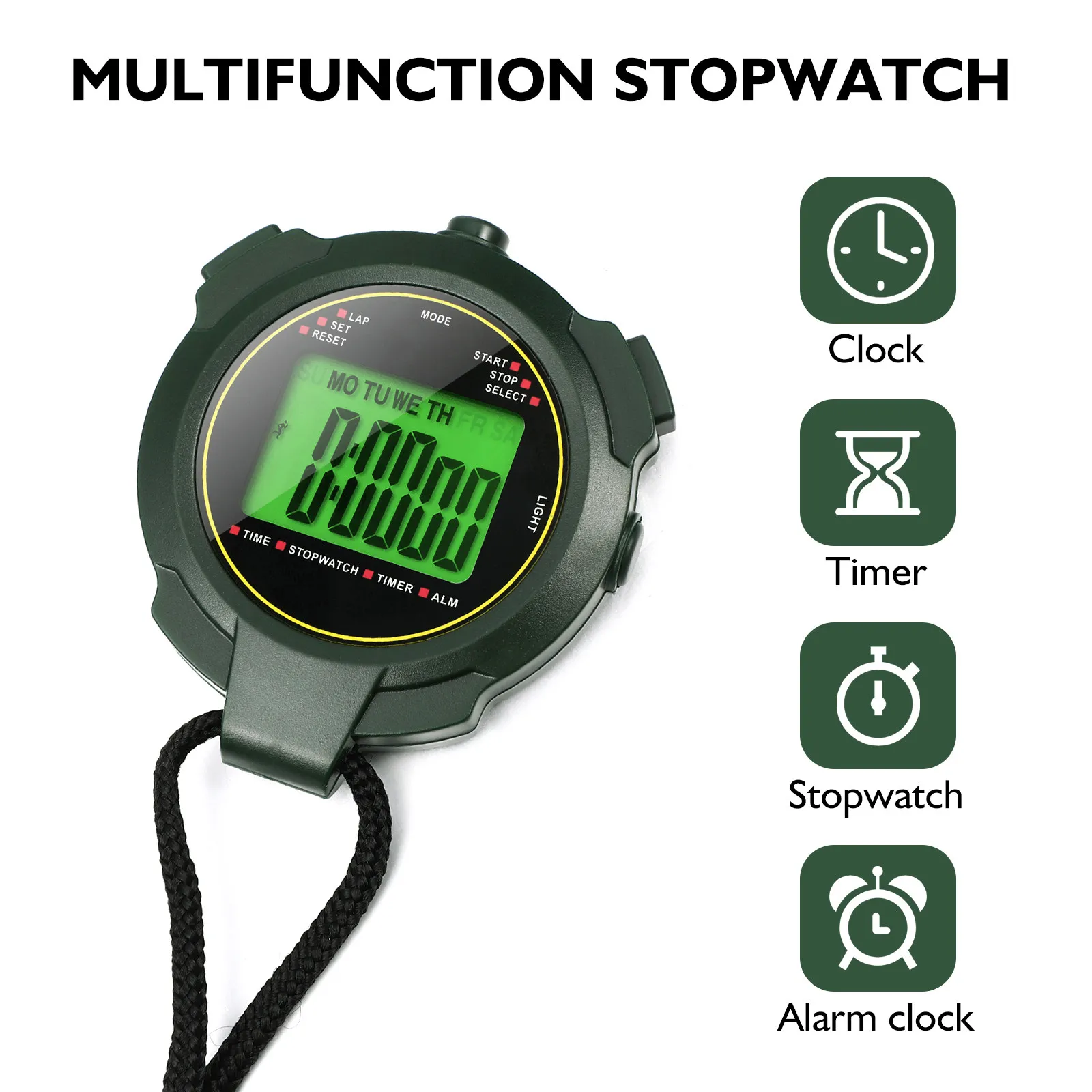 Match Stopwatch Luminous Multi-Function Training Timer Lightweight Portable Professional Sports Timer Training Stopwatch