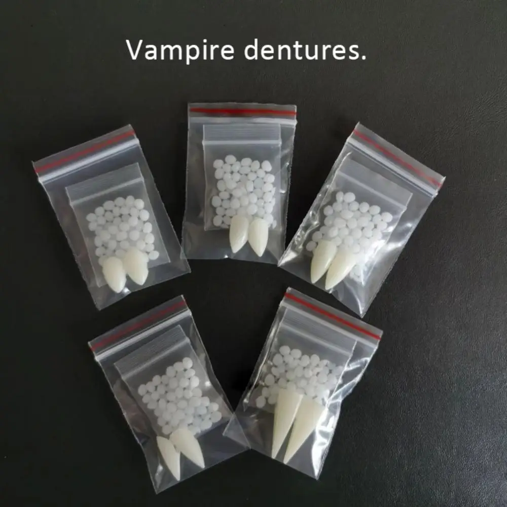 1 Pair Halloween Fangs Horror Vampire Teeth DIY Party Cosplay Costume Resin Dentures Halloween Decor False Teeth Props With Glue