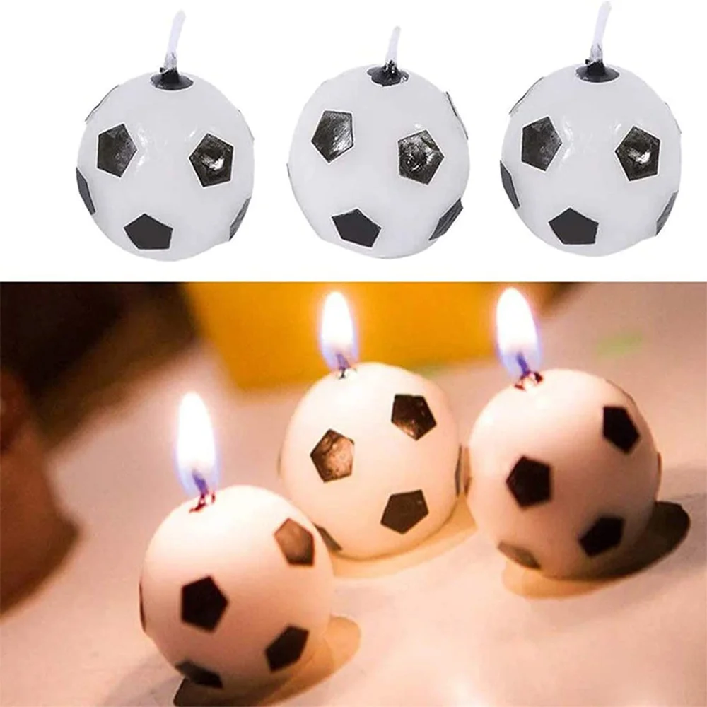 6Pcs Soccer Ball Futebol Cake Candles Birthday Party Kids Cake Decoration Soccer Ball Birthday Party Supplies for Kids Toy Gift