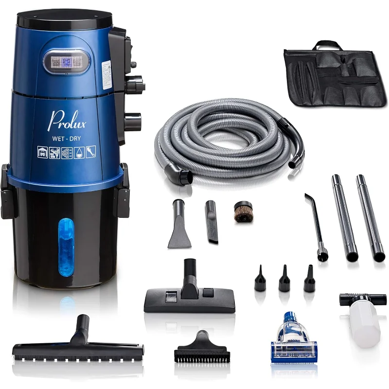 Prolux Professional Shop Azul Montado na Parede Garagem Vac, Captador Seco Molhado