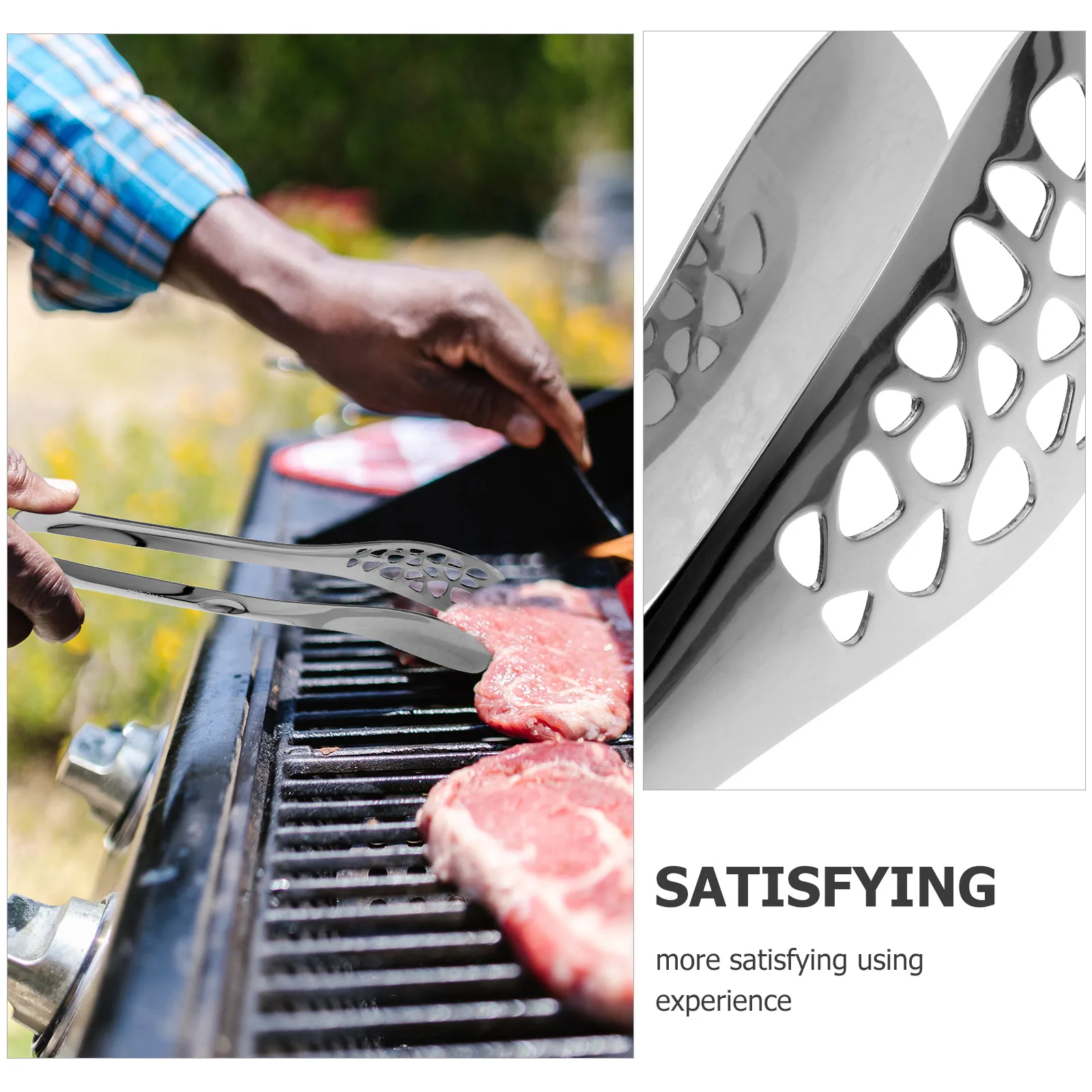 

2Pcs Stainless Steel Kitchen Tongs Cooking Supplies Multifunctional Grilling Tools Heat Resistant For Home Camping Outdoor