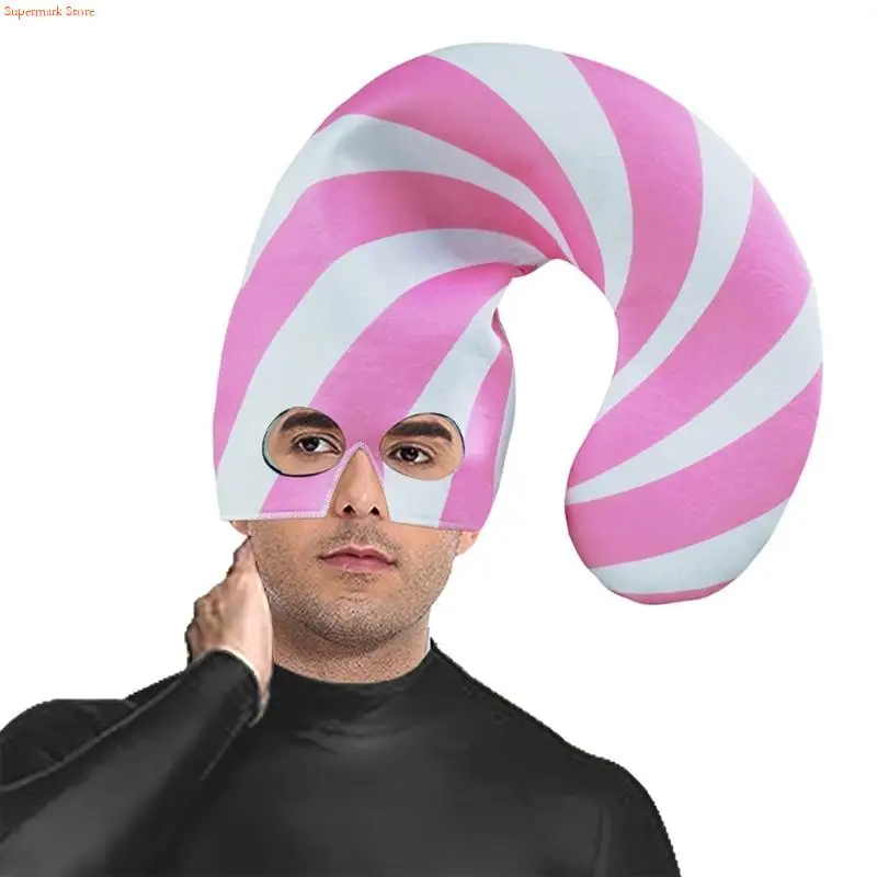 Q5WE キャンディケインエルフ帽子クリスマスキャンディケインコスチュームクリスマスキャンディ衣装コスプレハロウィンコスチュームホリデーパーティー帽子