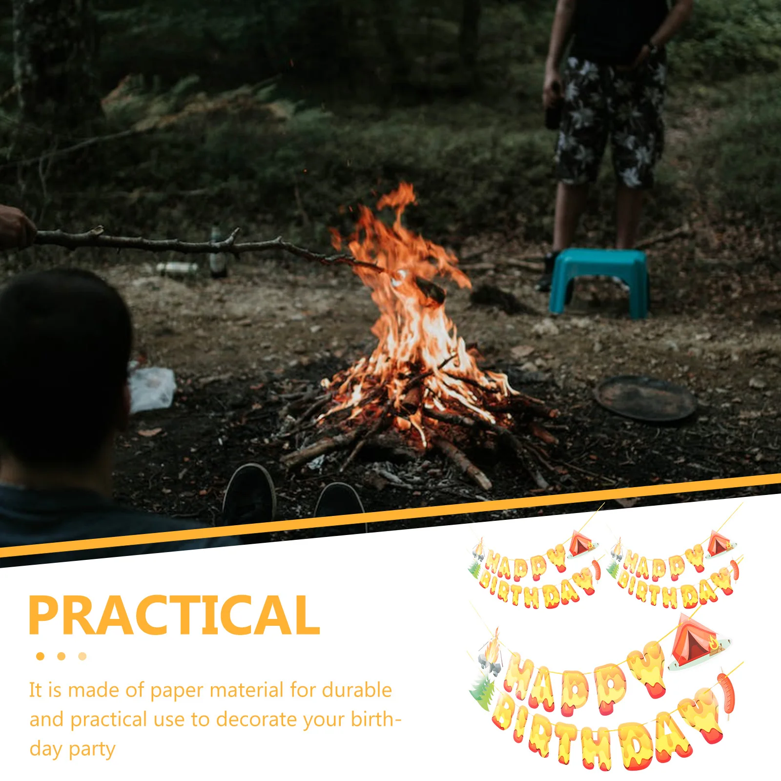 

3 Pcs BBQ Party Banner Decorations Bunting Birthday Happy Banners Yard Camping Barbecue Design Venue Setting Props