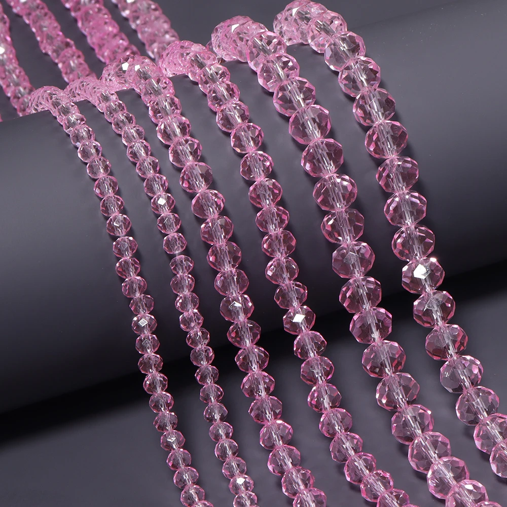 Faceted AB Clear Pink Glass Crystal Rondelle Beads Loose Beads For Jewelry Making DIY Bracelets Necklace Making 4/6/8mm