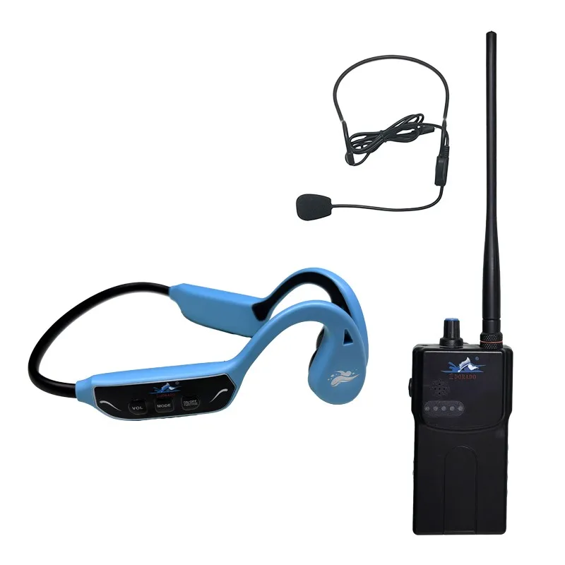 1 H913B Bone Conduction Headphone Digital Display 1 H900 FM Transmitter for Effective Underwater Coaching Swim Training
