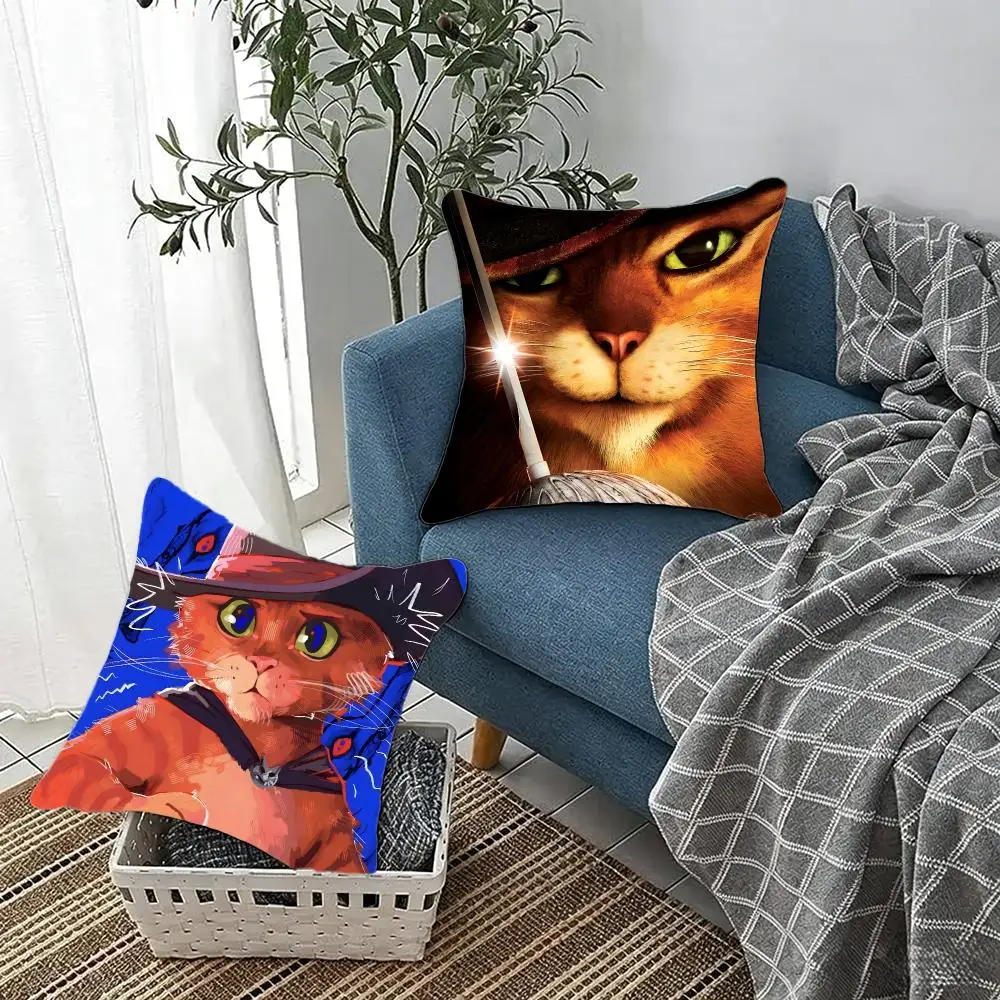 Fantasy Animation P-Puss in Boots Cushion Cover Fluffy velvet Nordic style plush Living room sofa decorative