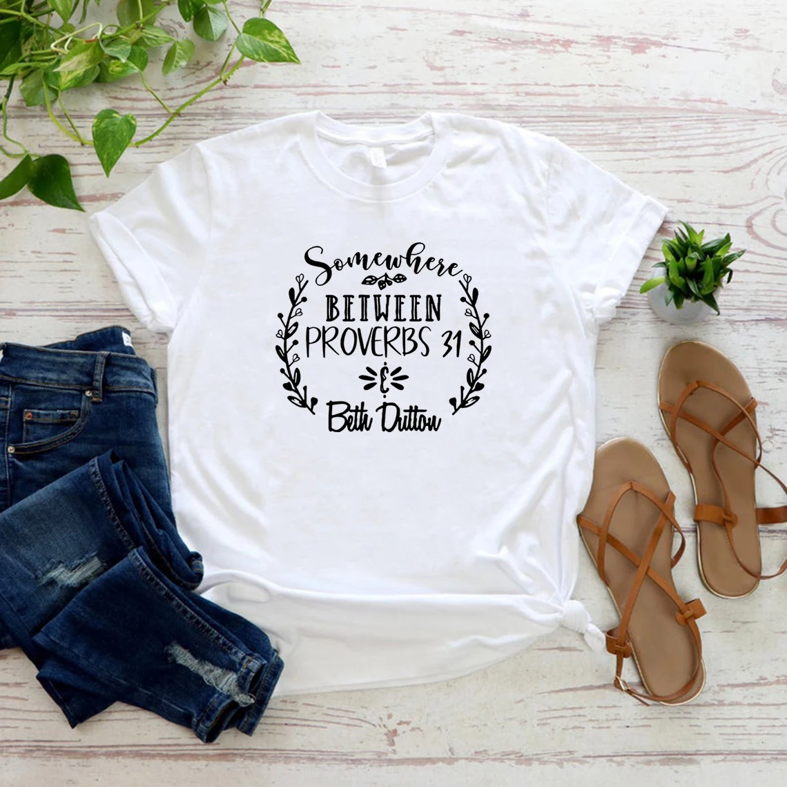 Somewhere Between Proverbs 31 Beth Dutton Tshirt Tv Show Inspired Shirt Women T Shirt Summer Casual Top Short Sleeve Graphic Tee