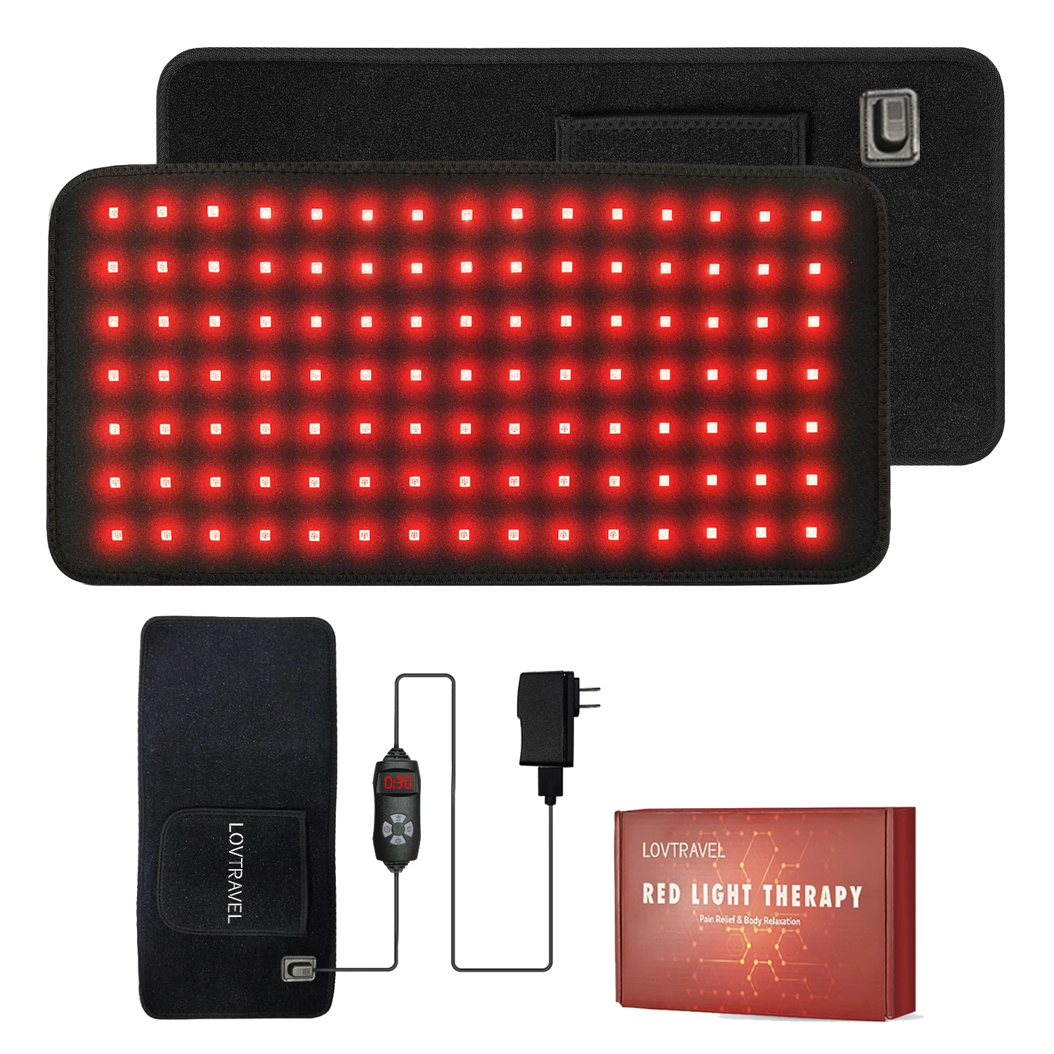 LOVTRAVEL 105pcs LEDs Red Light Therapy Pad 660nm&850nm Near Infrared Light Therapy Heating Pad for Body Home Relaxation Device