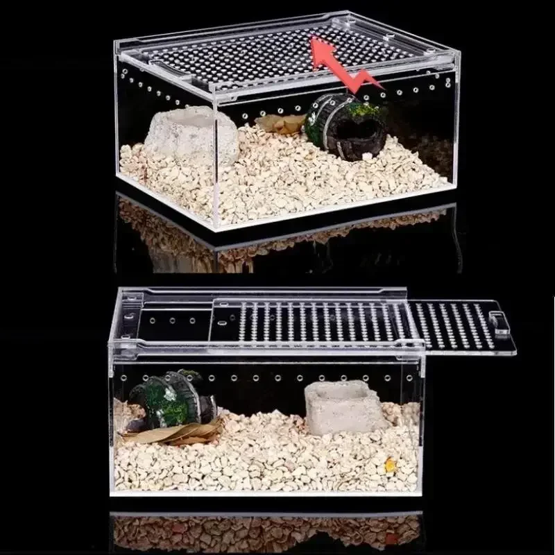 Transparent Acrylic Reptile Breeding Box Lizard Amphibian Spider Terrarium Leak-proof Habitat Arboreal Tarantula Enclosure