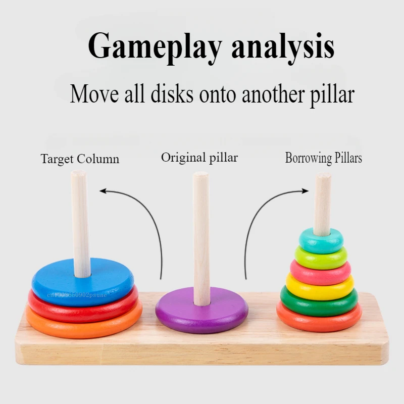 Brinquedos de madeira do bebê clássico quebra-cabeça de madeira pilha torre de criança brinquedos educativos precoces brinquedo de interação pai-filho com caixa de armazenamento