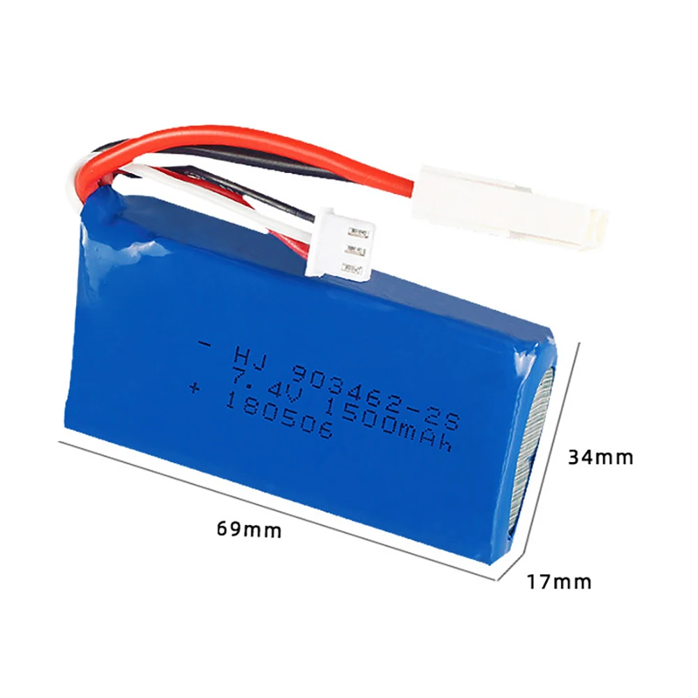 USB充電器セット付きリポバッテリー,3in 1充電器セット,7.4v,1500mah,ft009,rcボート,12428, 144001, 903462, 2s,EL-2Pプラグ