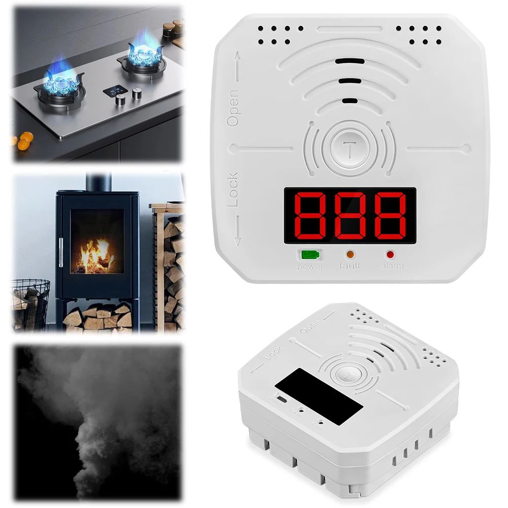 Digital CO Leak Detector Battery Powered CO Gas Monitor Alarm Sound Light Warning Portable CO Detector for Home Kitchen