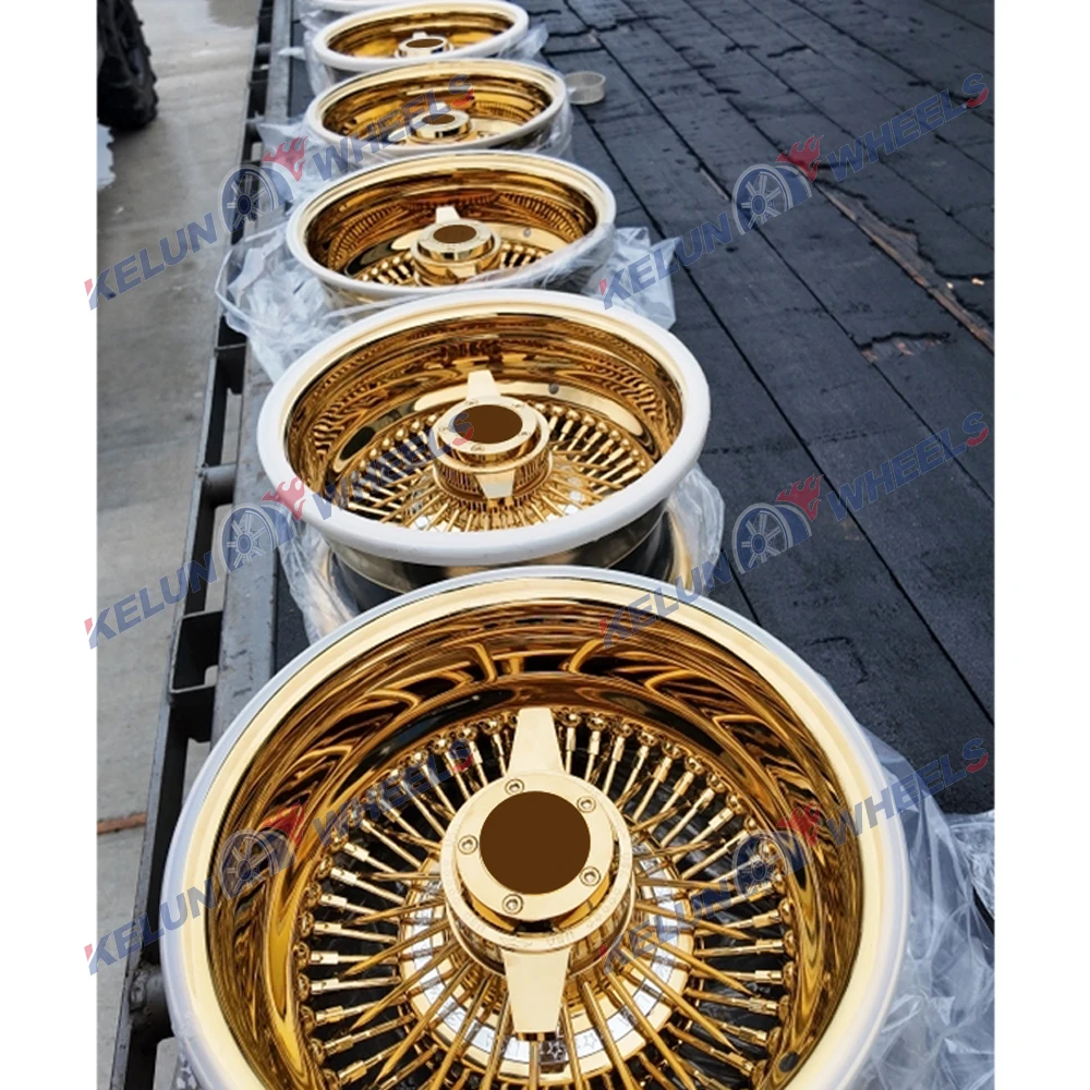 

for 13/14/15 Reverse All Chrome Rims / Triple Gold/ All Gold Wire Wheels Luxury high-end customization