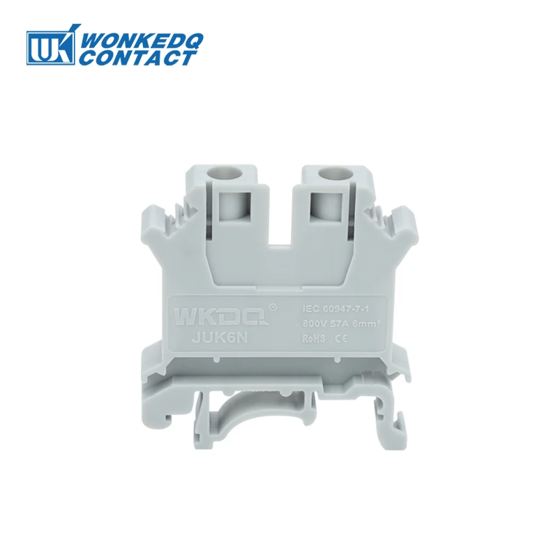 10Pcs UK 6N Screw Feed-through Wire Connector UK 6 mm² Universal Plug Multi-Color Electrical DIN Rail Terminal Block UK6N