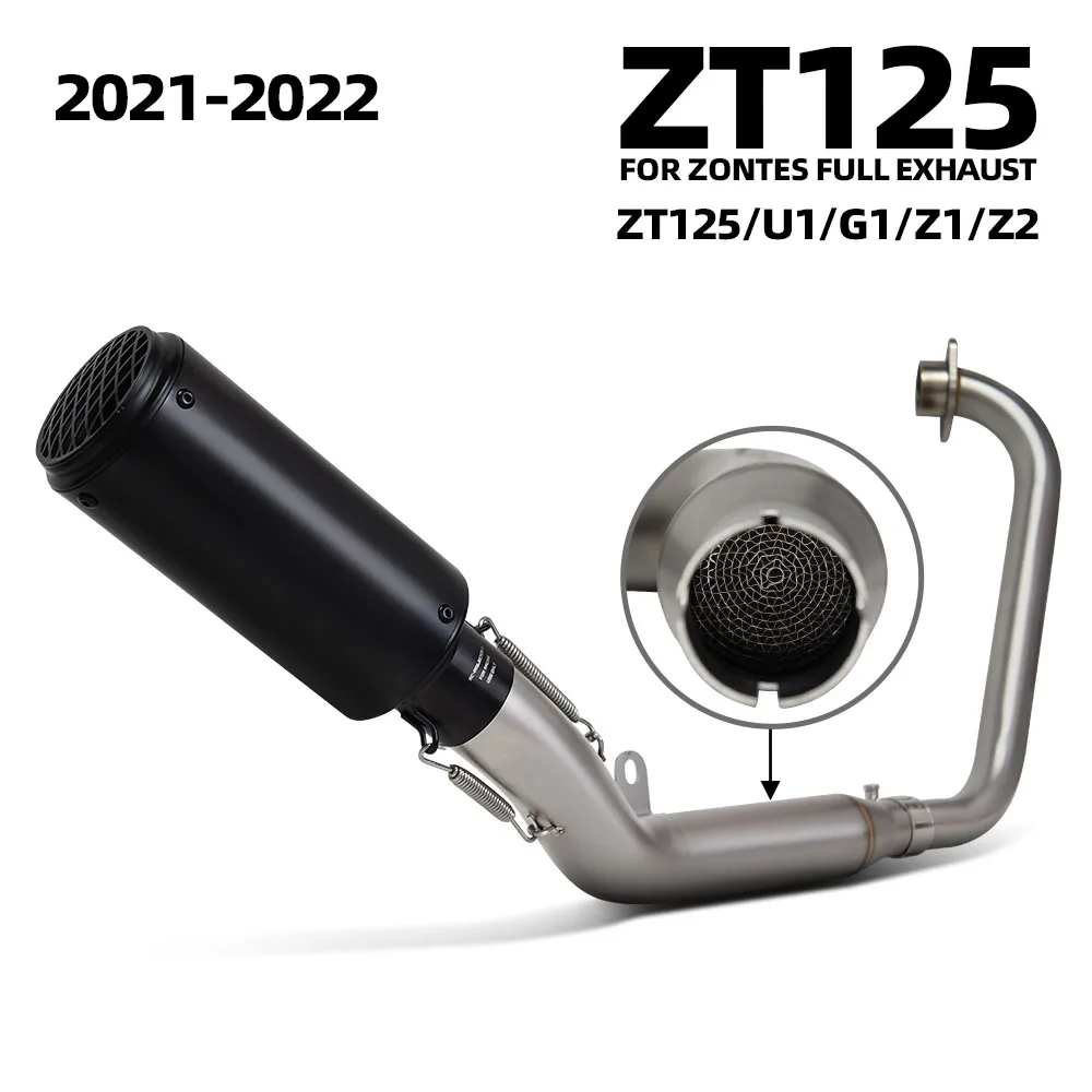 

Moto Exhaust System For Zontes ZT125 ZT155 Z1 Z2 U1 G1 2021-2024 motobike exhaust Project Muffler streetbike front link tube kit