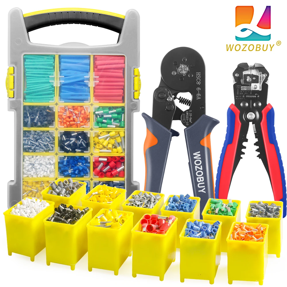 

WOZOBUY Self-Adjusting Insulation Wire Stripper, For Stripping Wire from AWG 10-24.Ferrule Crimping Tool Kit-Wire Crimping Tool