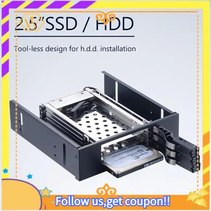 Latest-Aluminum Case 3Bay SATA Adapter 2.5 Inch Hot Swap SSD Hard Drive Bracket For 5.25 Optibay