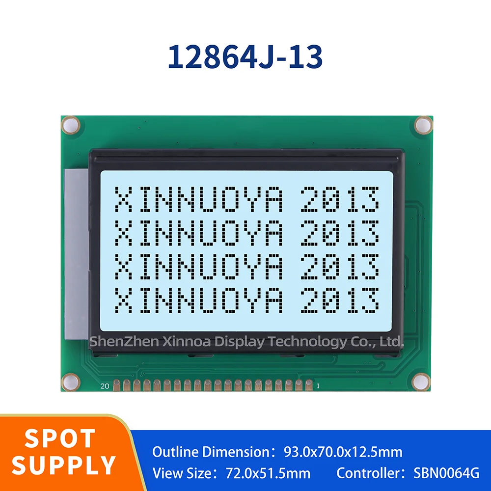 12864J-13 Gray Film White Light Black Text 93Mm * 70Mm Text Display Lcd Screen Ks0108 Lcd Module