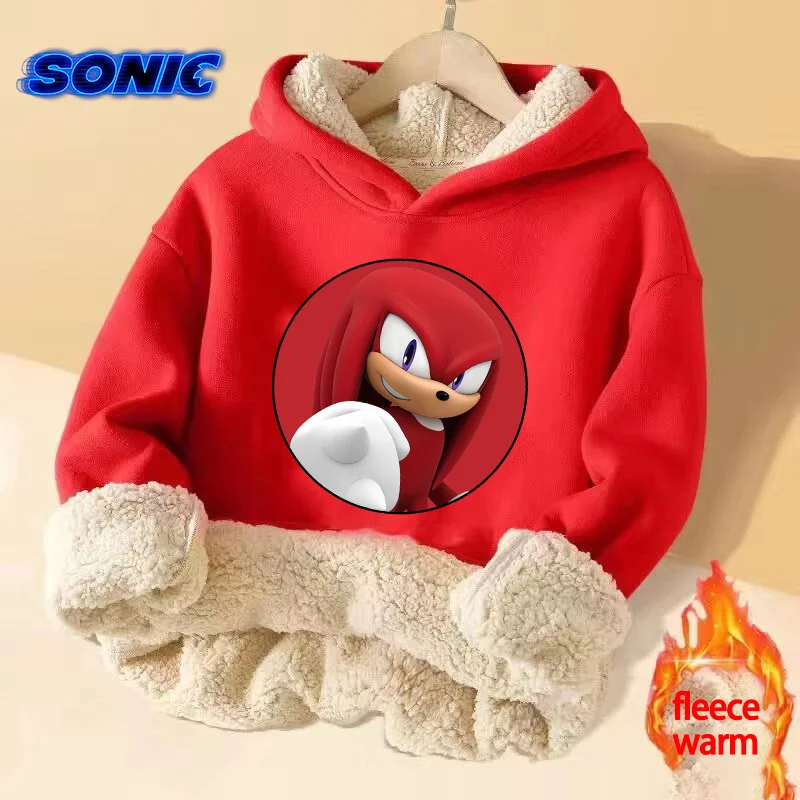 Sonics Hooded Pullover Pullover Sportswear Long-Sleeved Hoodies Winter Hoody Sweatshirts Solid Plus Fleece Elasticity Casual Kid