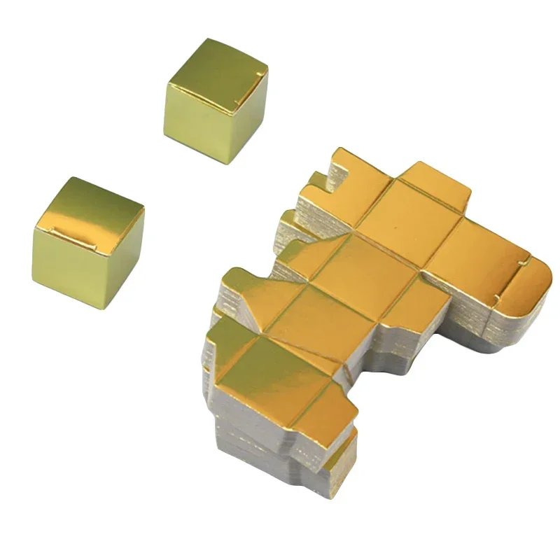 50Pcs Square Gold Silver Gift Boxes Mini Candy Cookies Cake Boxes Packaging Baby Shower Wedding Favor Chocolate Box 3x3x3cm